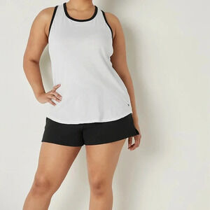 Victoria's Secret PINK White  RACERBACK EVERYDAY TANK BLACK TRIM SIZ…
